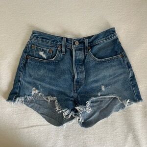 Levi's Blue Distressed Jean Shorts